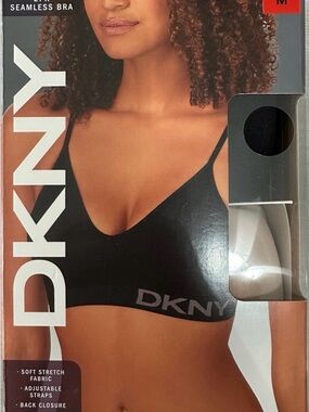Bra Seamless DKNY Soft Stretch Black/Sand 2-Pack Adjustable New but Open Box M